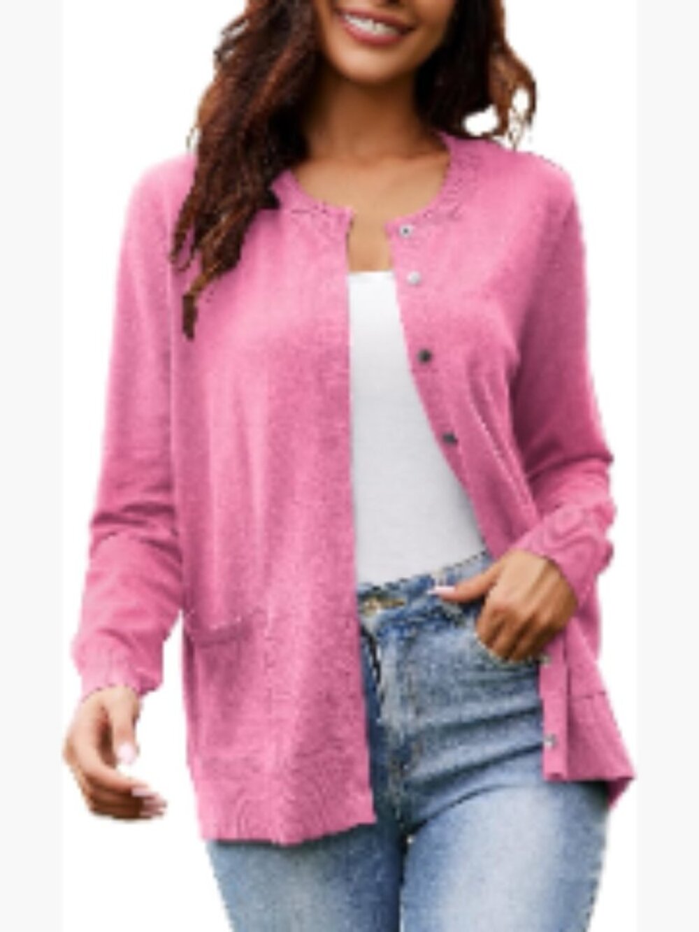 Open Front Long Sleeve Knit Cardigan with Pockets